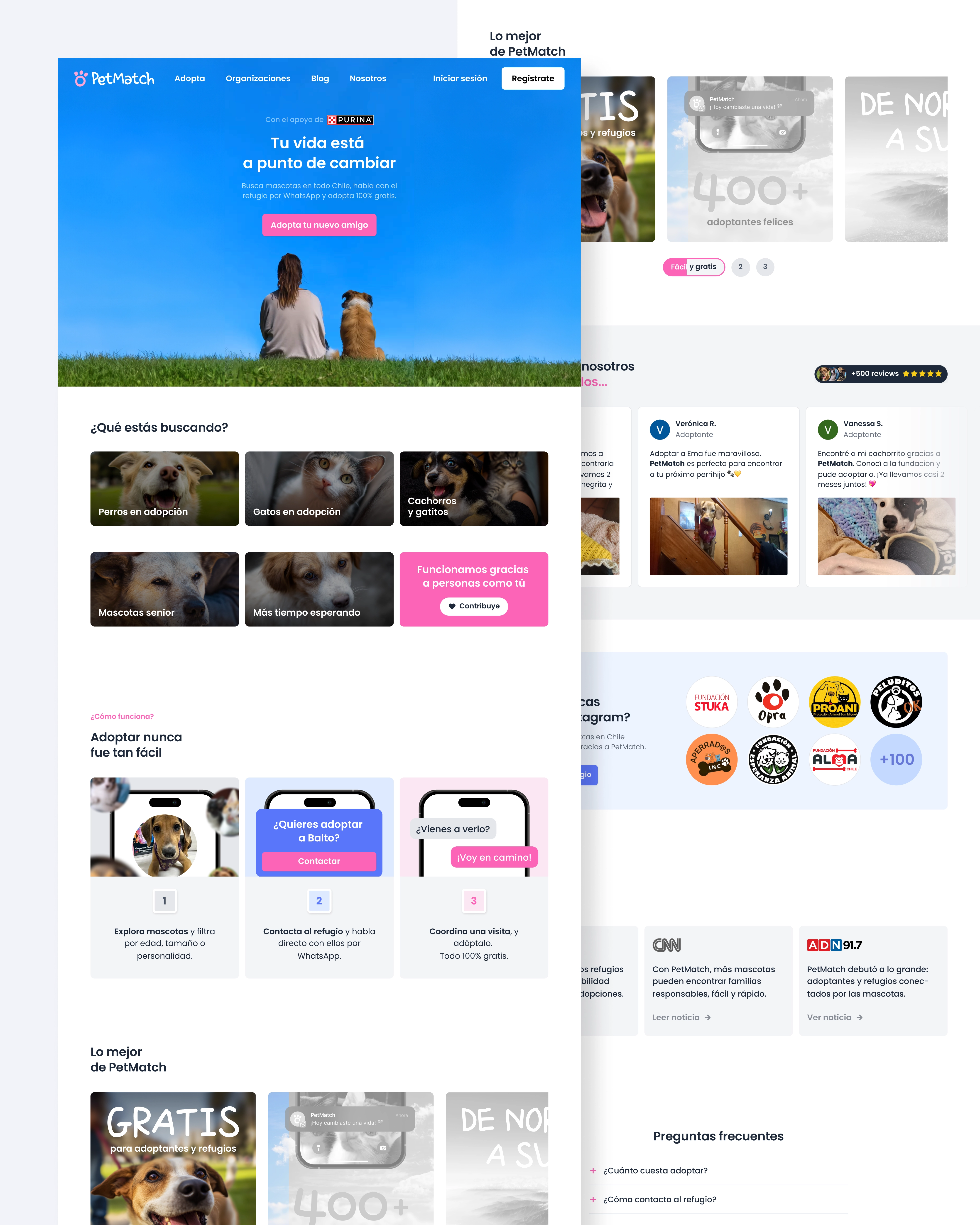 PetMatch landing page desktop