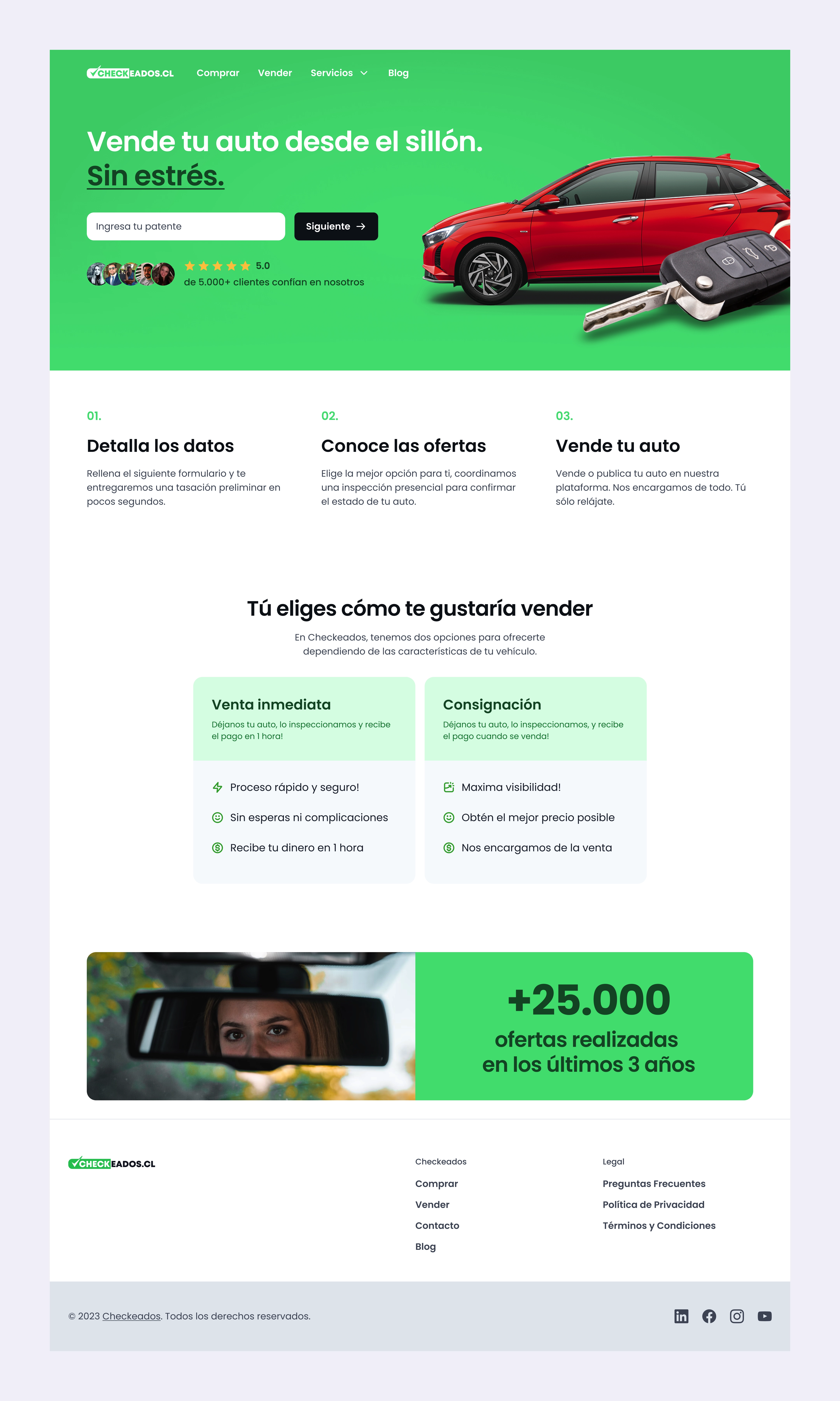 Sell a car landing page
